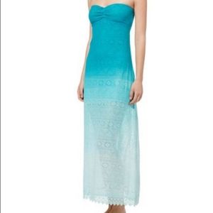 Roxy crochet strapless sun dress, size XL, aqua